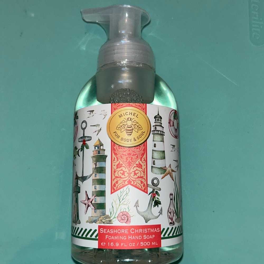 NWT michel for body & soul. Seashore Christmas foaming hand soap